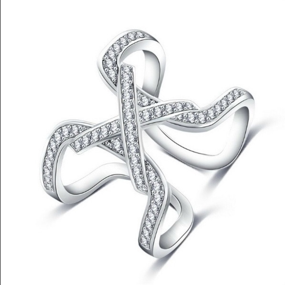 🔥CLEARANCE🔥Pave CZ X Cross Stitch Ring